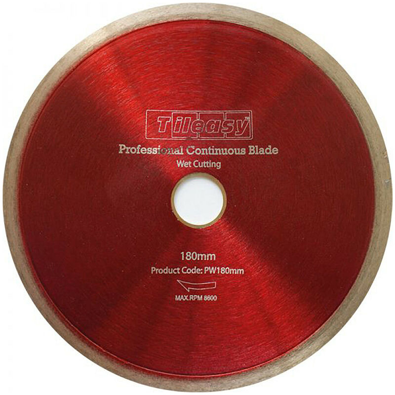 180mm Professional Wet Continuous Blade with 10mm Diamond Cutting Rim - PW180 - Red - Tileasy