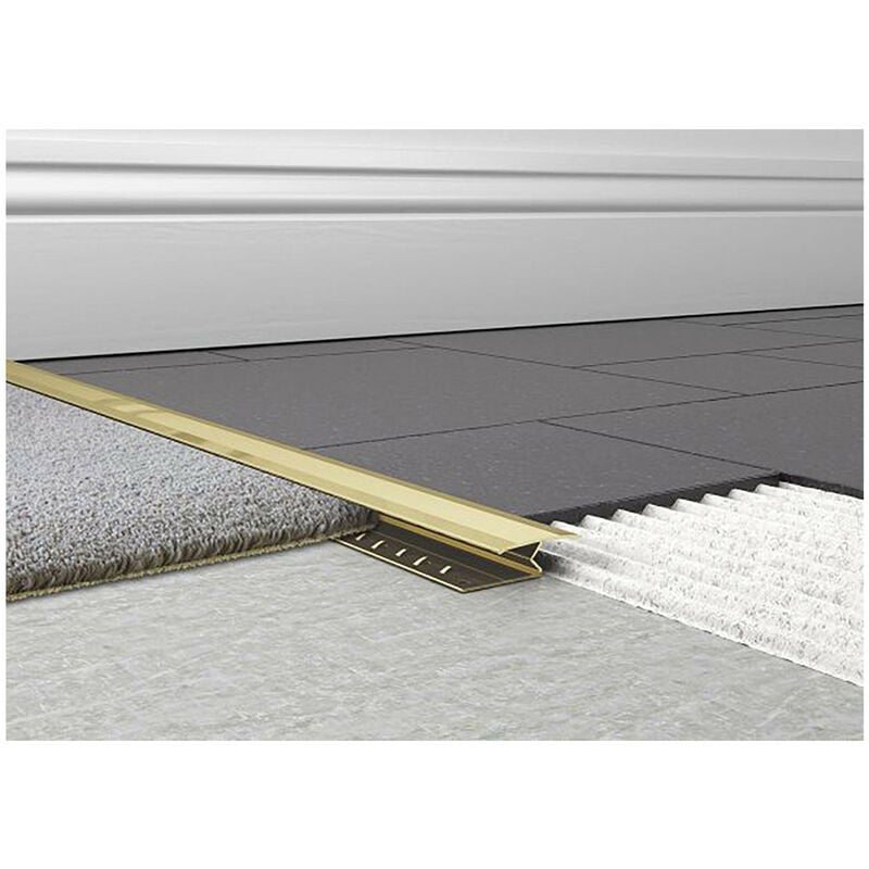 Gold 31mm x 1000mm Aluminium 1 Piece Knock-Down Carpet to Tile Trim - GT1 - Gold - Tileasy