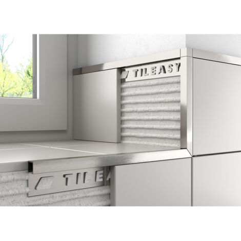 Tileasy Stainless Steel Effect 10mm Boxed Metal Tile Trim - SBT10