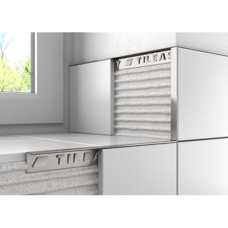 Tileasy Stainless Steel Effect 12mm Square Edge Metal Tile Trim - SAT12