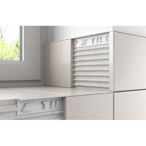 Tileasy White 12mm Square Edge Metal Tile Trim - WAT12