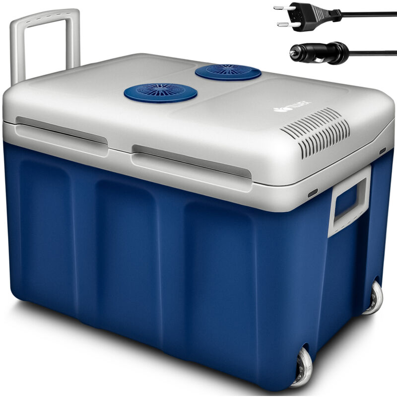 Image of Frigorifero elettrico Portatile (Blu) da 40L con rotelle Mini-frigorifero campeggio da 230 v e 12 v per auto, camion, barca o camper rinfresca e