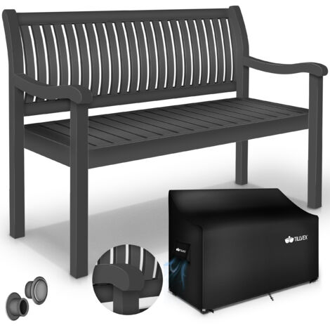 tillvex Panca da giardino in legno antracite 125 cm / 2 - 3 persone panchina da parco panca massiccia giardino mobili da giardino
