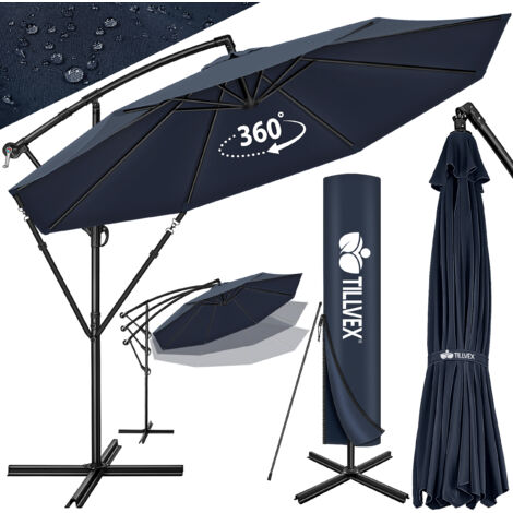 Tillvex – Parasol déporté hexagonal 3m – Manivelle pratique – Protection UV 50+ – Structure en aluminium – Hauteur 240 cm – Pied stable