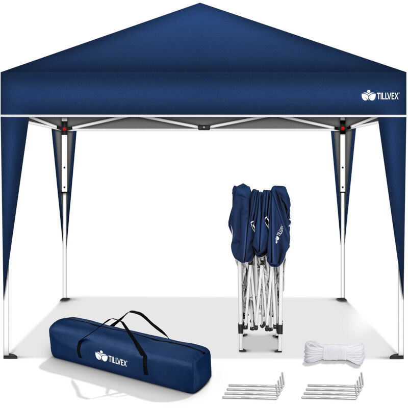Tonnelle de Jardin 3 x 3 m Pliable Bleu | Tente Pliante de Jardin à Hauteur réglable | Auvent Pliable pour Camping, Festival, Plage, Jardin |