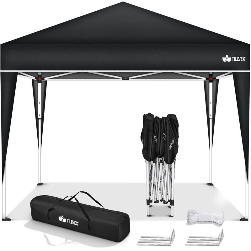 Tonnelle de Jardin 3 x 3 m Pliable Noir | Tente Pliante de Jardin à Hauteur réglable | Auvent Pliable pour Camping, Festival, Plage, Jardin |