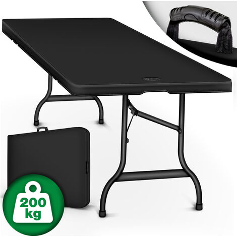 Tillvex – Table de jardin pliante en plastique 180x75 cm – Capacité 200 kg – Armature acier – Pliage rapide avec poignée – Pour intérieur et extérieur