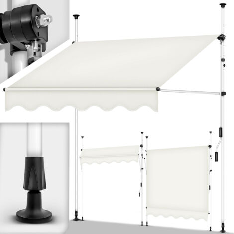 tillvex Tenda da sole per balcone 350 cm beige tenda da sole a braccio articolato tenda da sole a morsetto tenda da sole per balcone senza forare