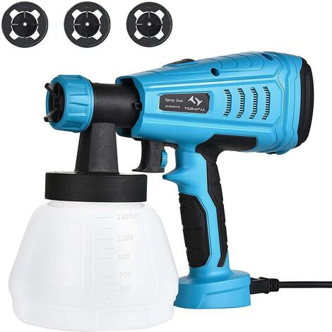Tilswall 550W Lackierpistole,1300 ML Abnehmbarer Behälter,1200 ML/Min. regulierbarer Luftstrom,Drei Düsengrößen,Leicht und sauber zu spritzende Lackierpistole