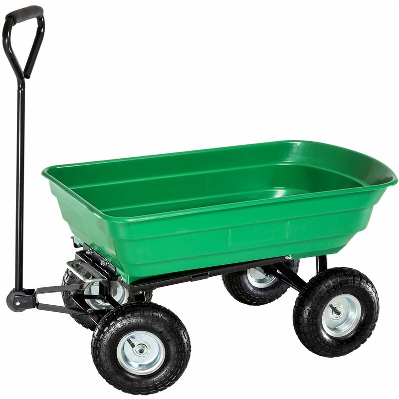 Garden trolley tiltable with plastic tray max. 300 kg - garden cart, beach trolley, trolley cart - green