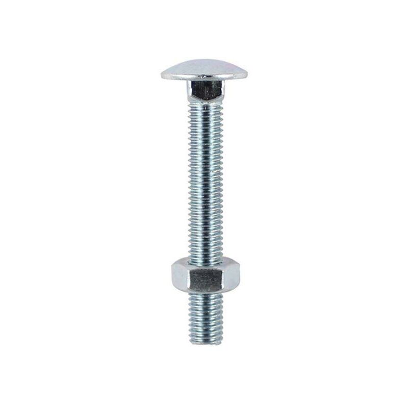 M6 x 40mm Carriage Bolt With Hex Nuts - Zinc Qty 200 - Timco