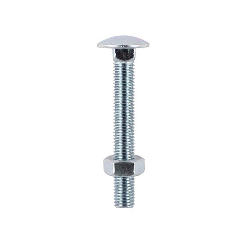 M6 x 75mm Carriage Bolt With Hex Nut - Zinc Qty 100 - Timco