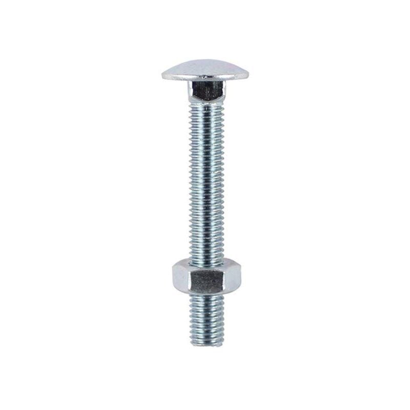 M8 x 100mm Carriage Bolt With Hex Nut - Zinc Qty 50 - Timco