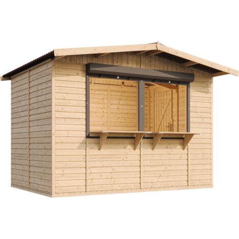 Timbela – Abri de jardin en bois 263 x 336 cm – Surface 6 m² – Toit en tôle ondulée – Porte verrouillable – Matériau pin/épicéa nordique - M150Z