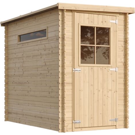 Timbela – Abri de jardin en bois M306 – Dimensions extérieures L239 x l144 cm – Surface 2,63 m² – Toit imperméable avec fenêtres plexiglas - l239xL144xH198
