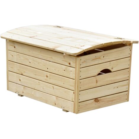 Timbela – Coffre à jouets enfant M0341 en bois de pin – Rangement 80x50xH47 cm – Personnalisable et adapté intérieur/extérieur