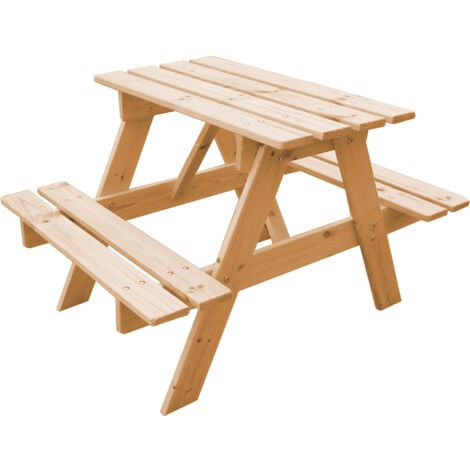 TIMBELA M012-1 Table Enfant en bois – Table et Chaise Enfant - Salon de Jardin Enfant 81x60xH50 cm - Table Picnic Enfant pour l'extérieur ou à l'intérieur - Beige