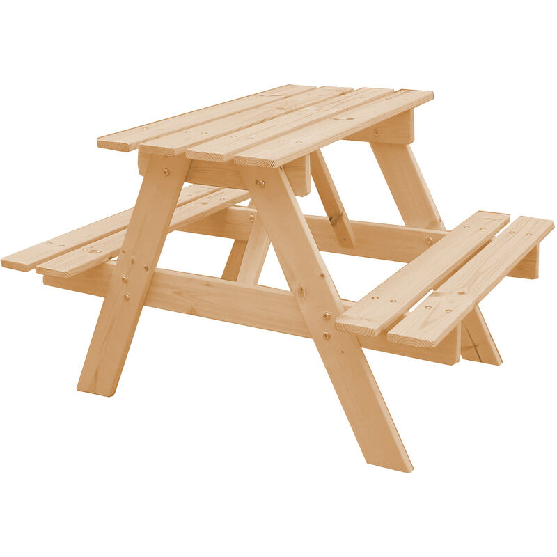 Table Enfant en bois – Table et Chaise Enfant - Salon de Jardin Enfant 81x60xH50 cm - Table Picnic Enfant pour l'extérieur Timbela M012-1