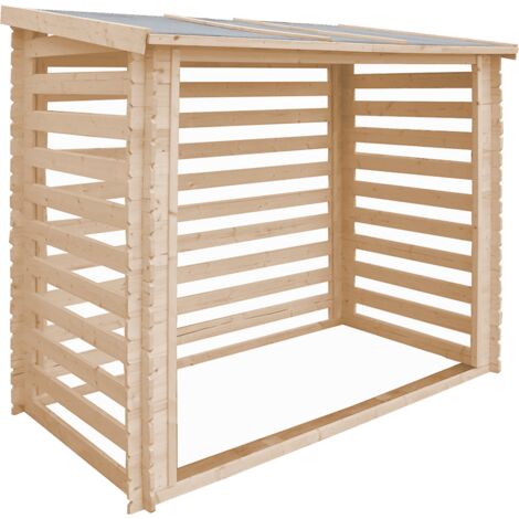 TIMBELA M202 Abri à bûches -l146xL232xH199 cm/ 2.63 m2 - Abri De Stockage Du Bois et range bûches extérieur - Beige