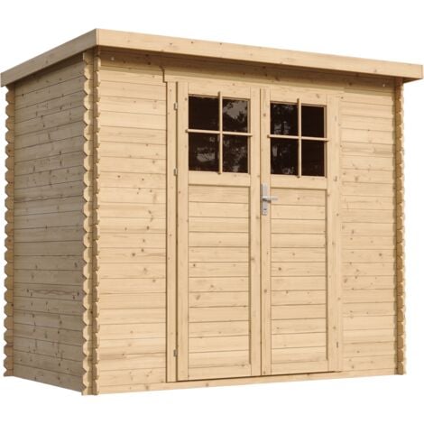 TIMBELA M310F Abri de jardin en bois -porte verrouillable de haute qualité - Stockage extérieur l239xL144xH200cm/2.63 m2 - Petit abri à outils, Local à vélos - Toit imperméable, fenêtres