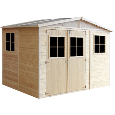 TIMBELA M334 Gartenhaus Holz mit Fenstern - Geräteschuppen Holz H226x324x216 cm/6 m² - Gerätehaus Gartenhütte Fahrradgarage Holz