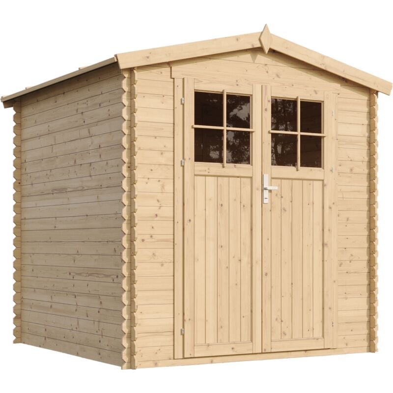 Abri de jardin en bois AVEC SOL TRAITÉ porte verrouillable de haute qualité - Stockage extérieur I216xL206xH218 cm/ 3.53 m2 - TIMBELA M343F+M343G