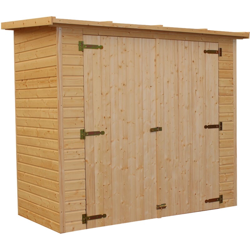 Timbela - Abri à outils en bois Naturel - Stockage extérieur sans fenêtres H194x123x223 cm/2,1 m² hangar en bois naturel - Atelier rangement outils