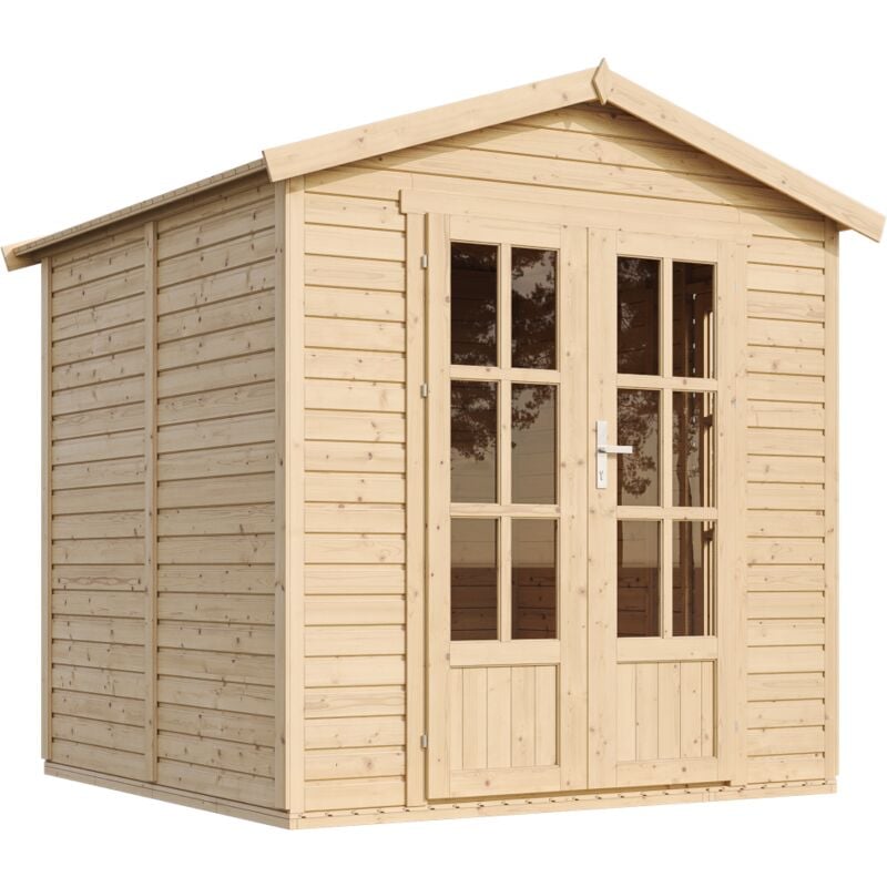 Timbela - M351FB Cabane en bois avec plancher, Maison de jardin en bois pour travailler l233xP222xH233cm, Abri en bois de jardin multifonctionnel