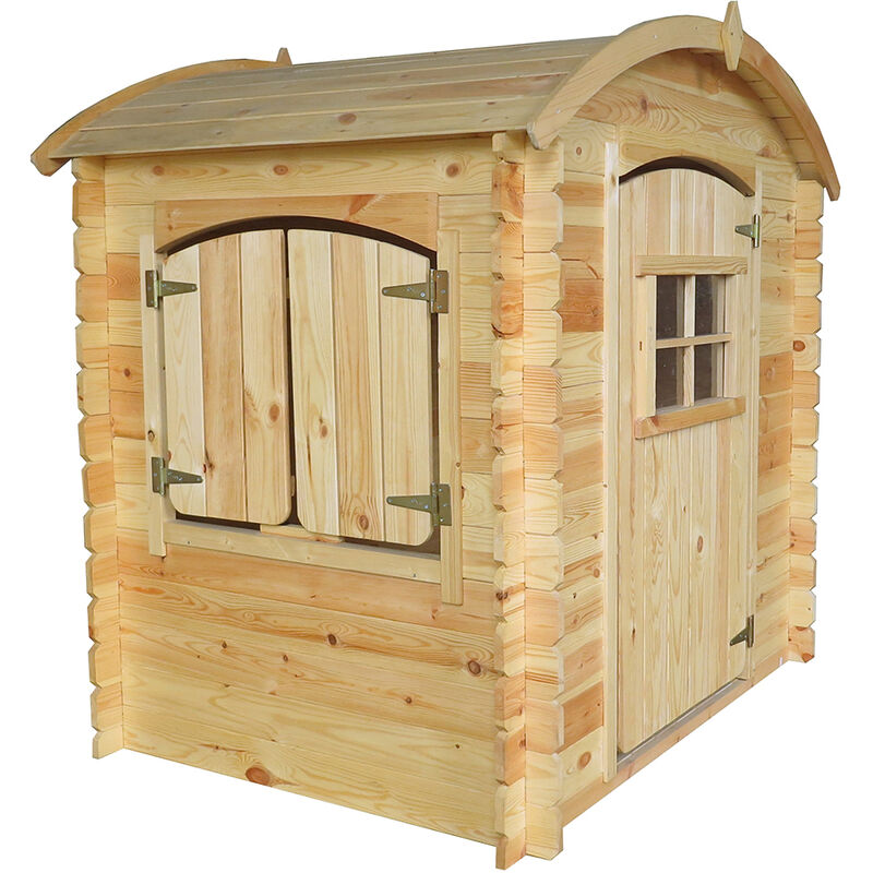 Cabane enfant exterieur 1.1m2 - Maisonnette en bois pour enfants avec plancher - Cabane bois enfant 146x112xH145cm - Maison enfant exterieur Timbela