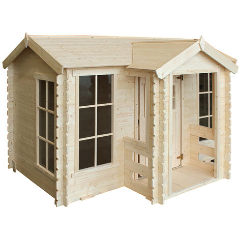 Timbela M520 Casa de madera con terraza - casa de jardín al aire libre - th anidado. 19 mm, Al 151 x 235 x 175 cm, 2,63 m² - Beige