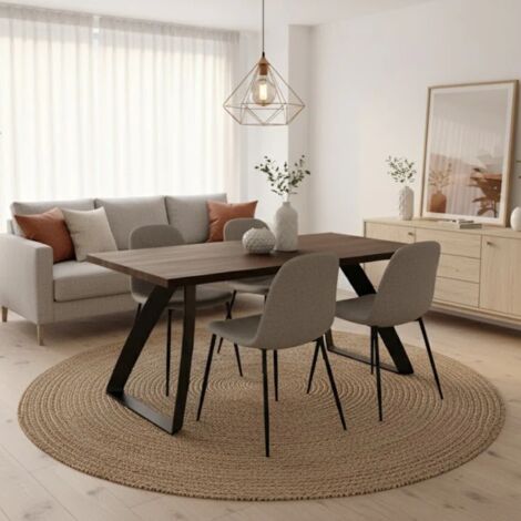Timber, Tavolo fisso con top Impiallacciato Rovere termocotto (100cm X 200cm H. 76cm) Made in Italy  Duzzle