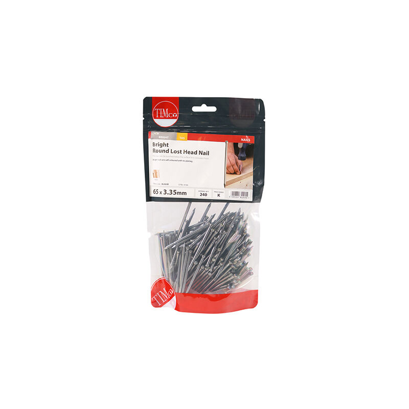 Timco - Round Lost Head Nails - Bright (Size 65 x 3.35 - 1 Kilograms)