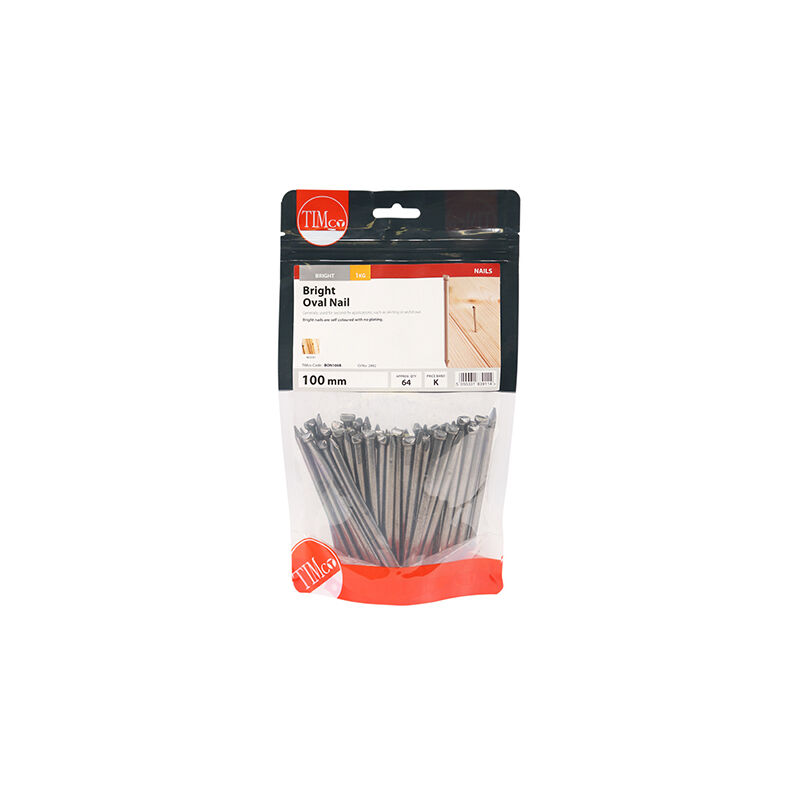 Timco - Oval Nails - Bright (Size 100mm - 1 Kilograms)