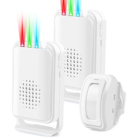 Timbre de puerta inalámbrico con sensor de movimiento, alarma con sensor de movimiento, sensor de alarma para puerta Ring, sensor de movimiento Ring para interiores, 2 receptores 1 sensor