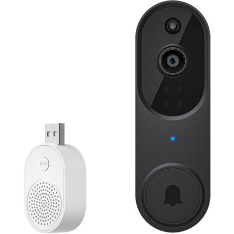 Timbre de video inalámbrico con visión nocturna de 1080P, sensor de movimiento, timbre resistente a la intemperie con alarma Ring, audio bidireccional, soporte y accesorios para