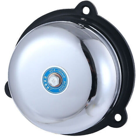Timbre eléctrico de 4 pulgadas de acero inoxidable, tipo eléctrico con timbre interno antiexplosión, 220 V, 10 W, para señalización acústica y alarmas en grandes edificios públicos.
