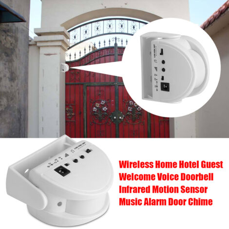 Timbre electrónico infrarrojo con detección de movimiento, 32 notificaciones musicales y 4 niveles de volumen para el hogar, el hotel y la oficina.