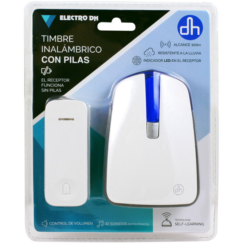 

Timbre inalámbrico Kinético 32 melodías 100 metros IP44 ( 11.710) (Blíster) - Electro Dh
