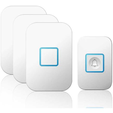 Timbre inalámbrico blanco, juego de timbres inalámbricos, alcance de 400 m, timbre de entrada exterior impermeable IP55 con 3 receptores enchufables.