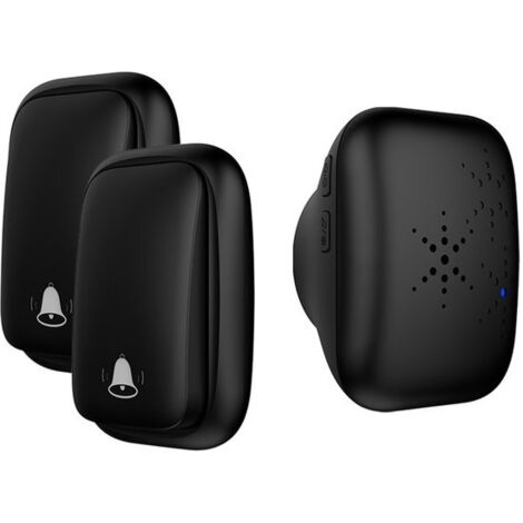 Timbre inalámbrico con 2 receptores - Timbre inalámbrico resistente al agua - Alcance de 150 metros - Negro