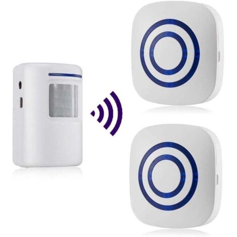 Timbre inalámbrico con detector de movimiento, timbre eléctrico, 36 melodías, alarma de seguridad con transmisor y receptor para casa, oficina, hotel, tienda (1+2 UE)