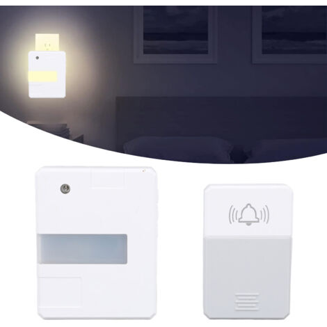 Timbre inalámbrico con sonómetro, iluminación integrada, alcance de 300 m, ABS, 85 dB, para hogar/hotel.