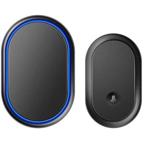 Timbre inalámbrico exterior resistente al agua, timbre a pilas de 300 m, timbre electrónico exterior resistente al agua IP55 con receptores, 60 melodías en 5 niveles de volumen para el hogar y la ofic