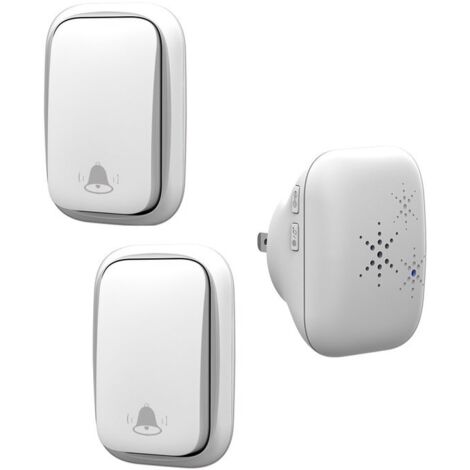 Timbre inalámbrico - Funcionamiento sin pilas - Alcance de 100 metros, 38 números - Resistente al agua - Blanco - 2V1