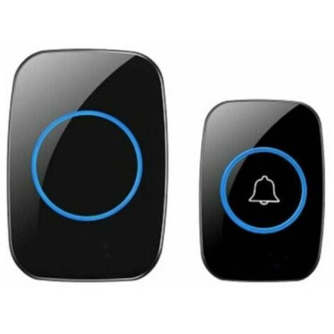 Timbre inalámbrico (negro), resistente al agua hasta 300 m, timbre electrónico, juego de timbre con 1 receptor enchufable, juego de timbre inalámbrico con flash LED
