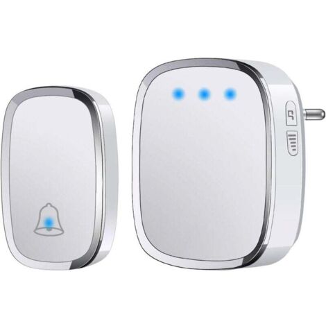 Timbre inalámbrico para exteriores KZQ IP44, resistente al agua, con 70 metros de longitud y flash LED, 1 transmisor y 1 receptor, 5 niveles de volumen y 38 melodías.