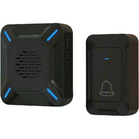 Timbre inalámbrico para exteriores KZQ, resistente al agua IP68, altavoz grande, sonido potente, indicador LED, alcance de 300 m, 5 niveles de volumen ajustables, 58 tonos de llamada (negro)