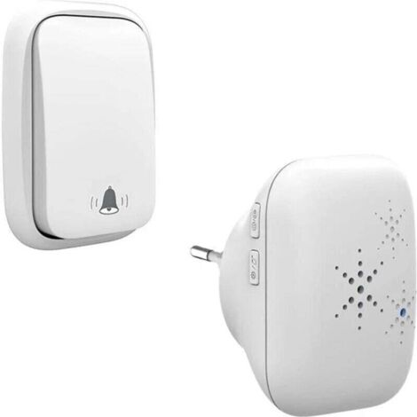 Timbre inalámbrico para exteriores sin batería, resistente al agua IP65, a la nieve, la lluvia y la humedad, color blanco