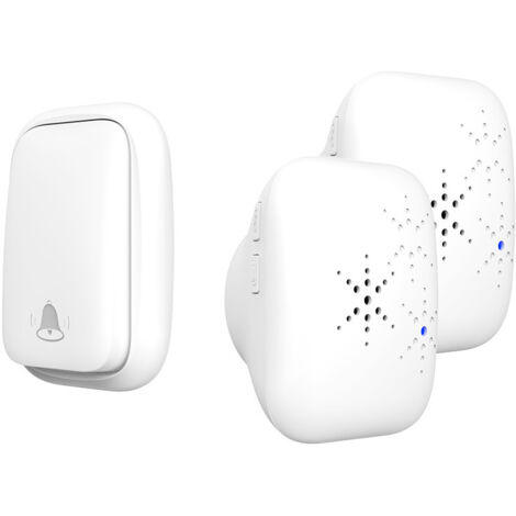 Timbre inalámbrico para exteriores, sin pilas, resistente al agua, timbre inteligente de bienvenida para el hogar (1 botón, 2 receptores)