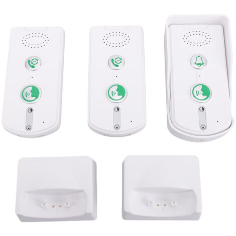 Timbre inalámbrico recargable EcoLink con intercomunicador: dos estaciones, comunicación bidireccional, IP54, batería integrada de 1000 mAh, alcance de 500 m (blanco).